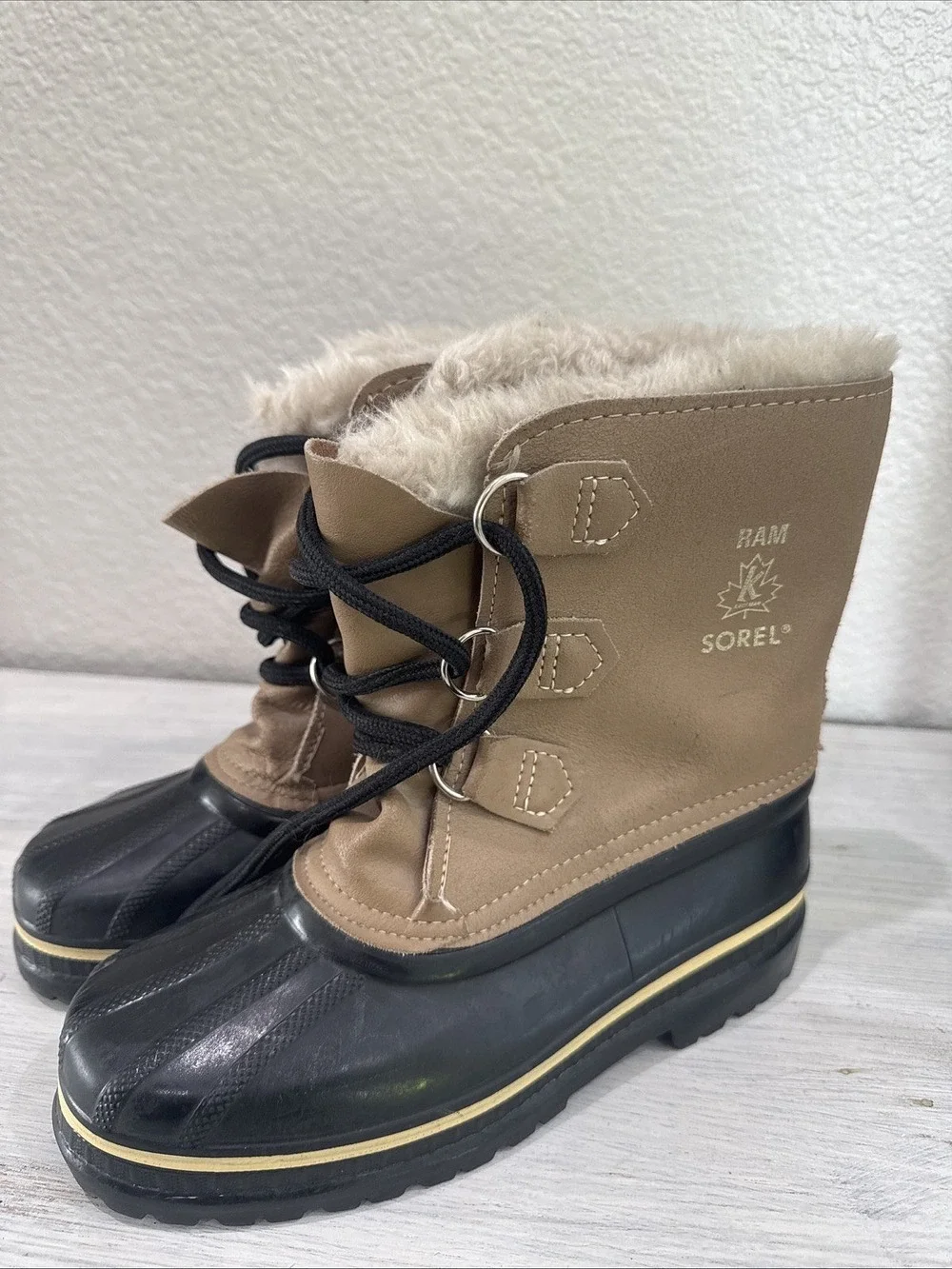 Sorel Caribou Ram Snow Winter Duck Boots Shoes Wool Leather Waterproof Women’s 5